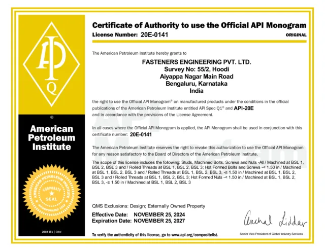 API certificate 1